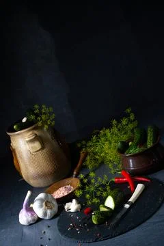 Rustic fresh pickled cucumber  (polish malosolne) Stock Photos