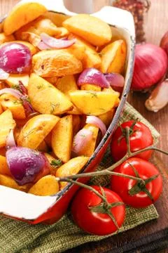 Rustic Fried Potato. Selective focus. Stock Photos