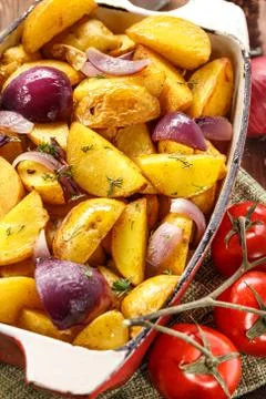 Rustic Fried Potato. Selective focus. Stock Photos