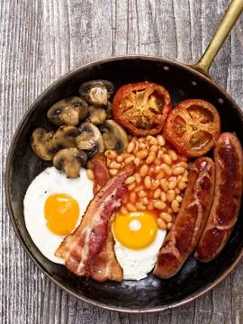 Rustic full english breakfast Stock Photos