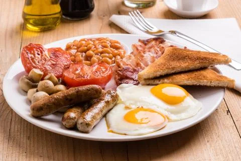 Rustic full english breakfast Stock Photos