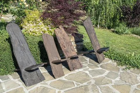 Rustic Garden Lounge Chairs Stock Photos