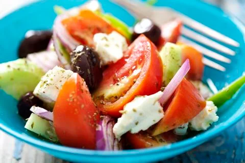 Rustic greek salad Stock Photos
