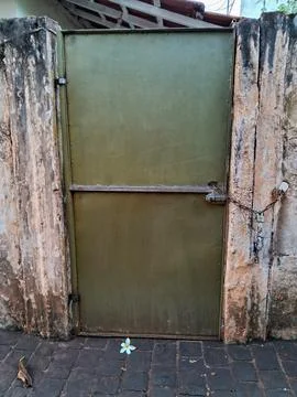 Rustic Green Metal Gate Stock Photos