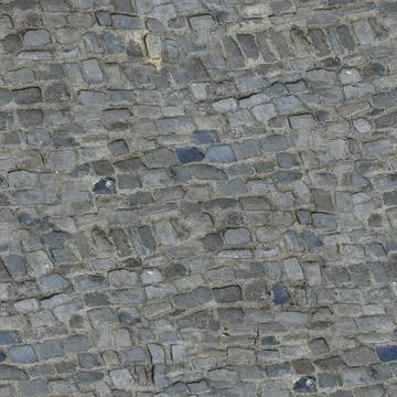 Rustic Grey Stone Cobblestone Sett Pavement Top Down Seamless Texture Stock Photos
