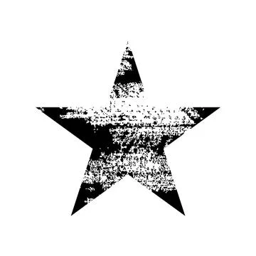 Rustic grunge star stamp on white. Hand-drawn sketch with watercolor or ink Stockillustratie