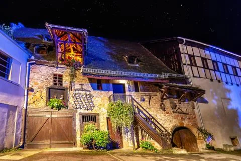 Rustic half-timbered house in Colmar old Town, on Alsace wine route, France Stock Photos