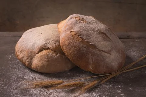 Rustic hand made bread Stock Photos