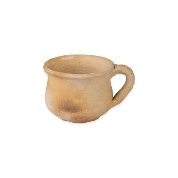Rustic handmade clay cup isolated over white background Stock Photos