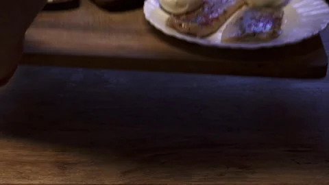 Rustic Herring And Egg Breakfast Served On Wooden Board Stock Footage 325965384