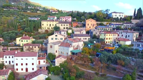 Rustic hillside village with traditional stone houses in Italy Stock-Footage 341328401