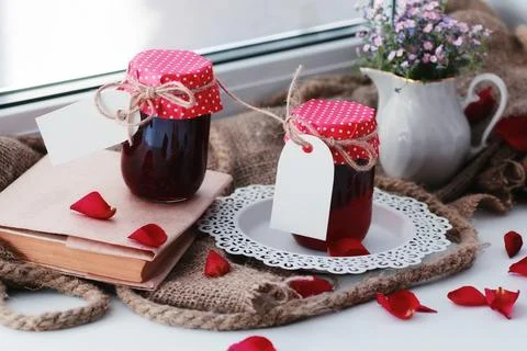 Rustic homemade jam Stock Photos