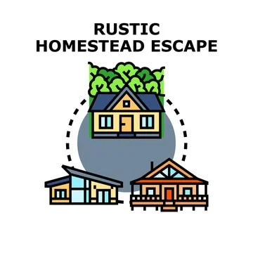 Rustic homestead escape concept vector illustration 스톡 일러스트