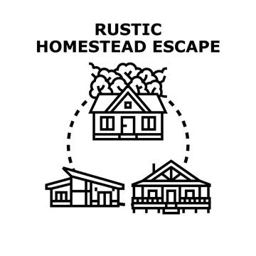 Rustic homestead escape concept vector illustration Illustrazione stock
