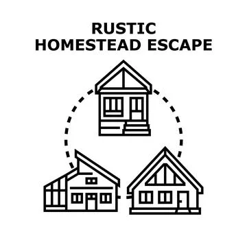 Rustic homestead escape vector concept homes planning Illustrazione stock