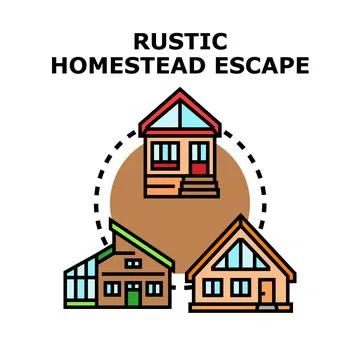 Rustic homestead escape vector concept homes planning Illustrazione stock