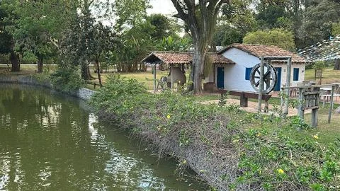 Rustic house by the water Stock Photos