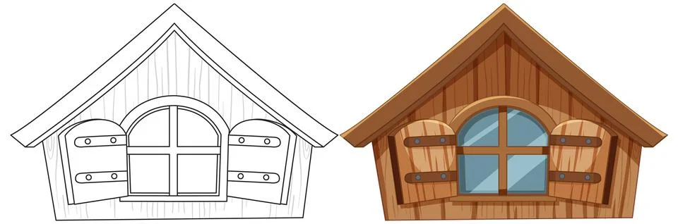 Rustic House Window Illustration Stock Illustration