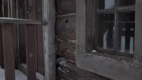 Rustic hut in winter Stock Footage 170734387