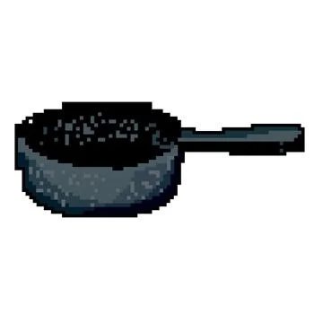 Rustic iron skillet game pixel art vector illustration Stock Illustration
