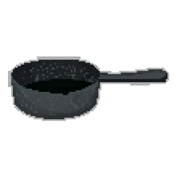 Rustic iron skillet pixel art vector illustration Stock Illustration