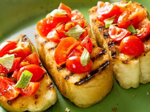 Rustic italian bruschetta bread Stock Photos