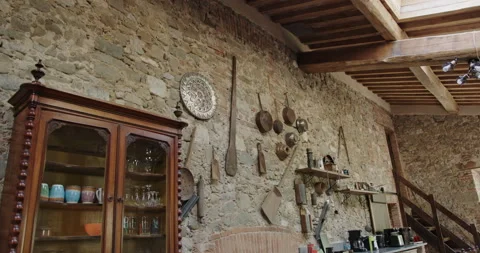 Rustic italian farmhouse kitchen interior decor Stock Footage 340484525