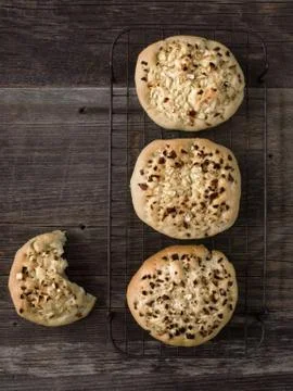 Rustic italian onion bread Stock Photos
