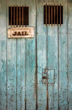 Rustic Jail Door With Bars Stock Photos