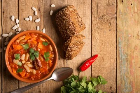 Rustic Kidney Bean Soup with beans and carrot Stock Photos