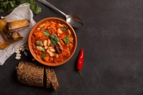 Rustic Kidney Bean Soup with beans and carrot 写真素材