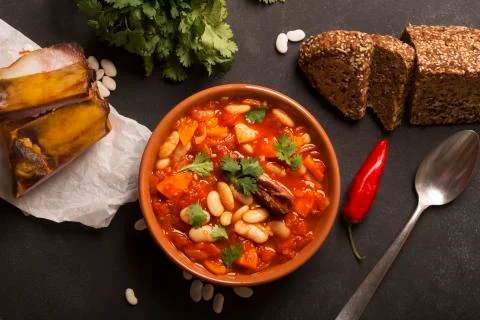 Rustic Kidney Bean Soup with beans and carrot Fotos de archivo
