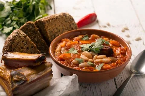 Rustic Kidney Bean Soup with beans and carrot Stock Photos