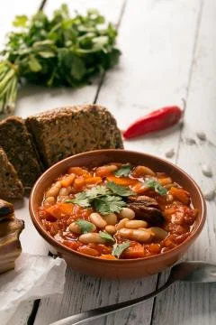 Rustic Kidney Bean Soup with beans and carrot 写真素材
