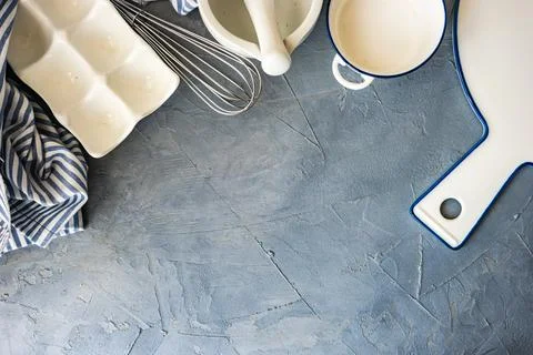 Rustic kitchen cooking stuff Stock Photos