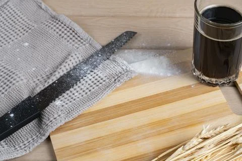 Rustic Kitchen Scene with Kvass and Wheat Stock Photos