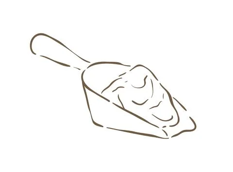 Rustic Kitchen Scoop With Flour Or Sugar Hand Drawn Vector Illustration Stock Illustration