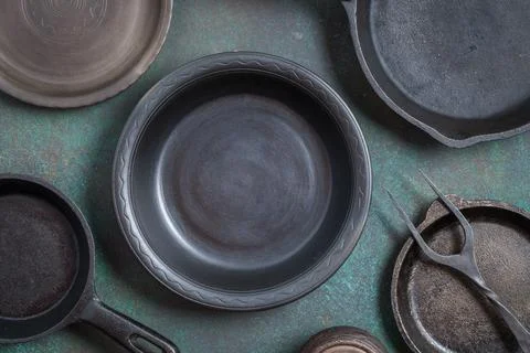 Rustic kitchen utensils above Fotos de archivo