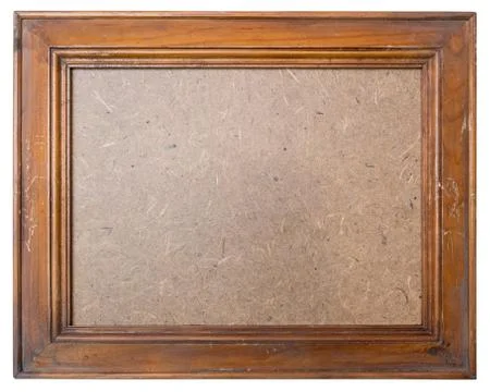 Rustic lacquered picture poster frame with back isolated on white background Stock Photos