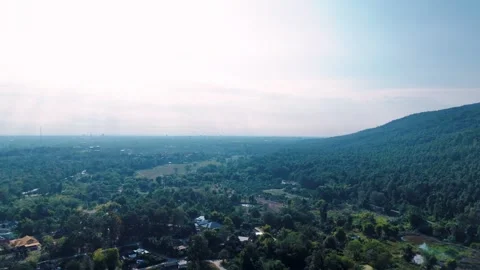 Rustic lakeside shelters and tropical scenery Chiang Mai Thailand aerial view 動画素材 331476595