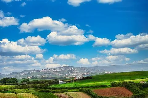 Rustic landscape with dramatic sky Stock Photos