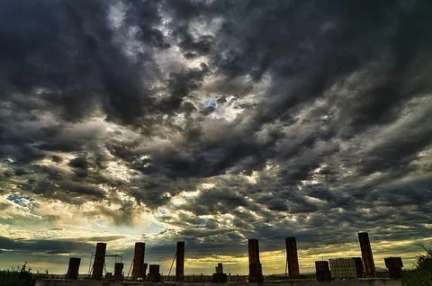 Rustic landscape with dramatic sky Stock Photos