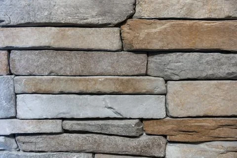 Rustic Ledgestone Autumn Blend Stone Veneer Wall Texture - Natural Stacked .. Stock Photos