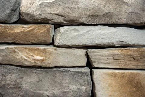 Rustic Ledgestone Autumn Blend Stone Veneer Close-Up Texture - Natural Stac.. Stock Photos
