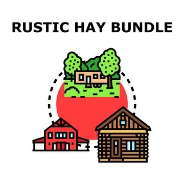 Rustic living concept displaying various country homes Illustrazione stock