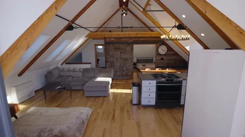 Rustic Loft Walk Through (4k) Video stock 168370567