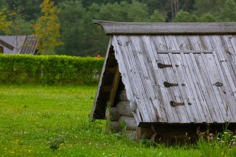 Rustic Log And Wood Root Cellar Stock Photos