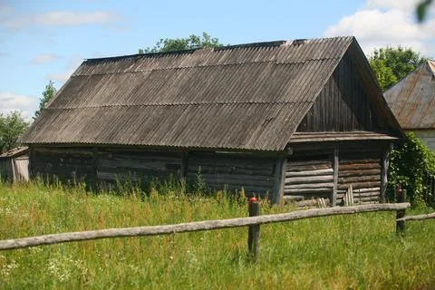 Rustic Log Barn Rural Countryside Scene Stock Photos