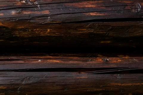 Rustic Log Wall Horizontal Timber Background. Stock Photos