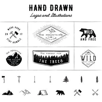 Rustic Logos and Illustrations Illustrazione stock
